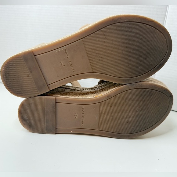 Marc Fisher Women’s Beige/Tan Leather & Suede, Woven Wedge Platform Sandals 8M - Picture 16 of 16